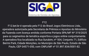 Licença da F12.bet