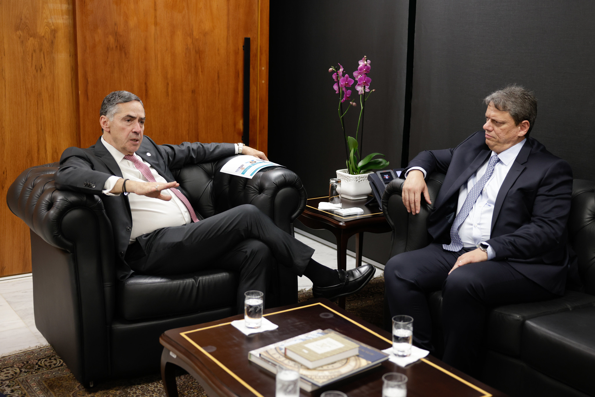 O presidente do STF, Luís Roberto Barroso, em audiência com Tarcísio de Freitas, em 2024