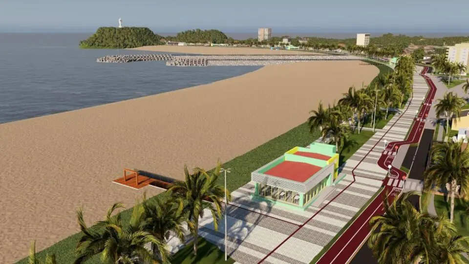 Nova orla de Guaratuba terá praia mais larga, com 769 m³ de sedimentos para conter erosão.