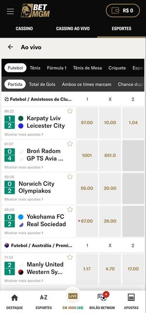 Página de apostas ao vivo da BetMGM onde pode usar a Turbinada de Ouro
