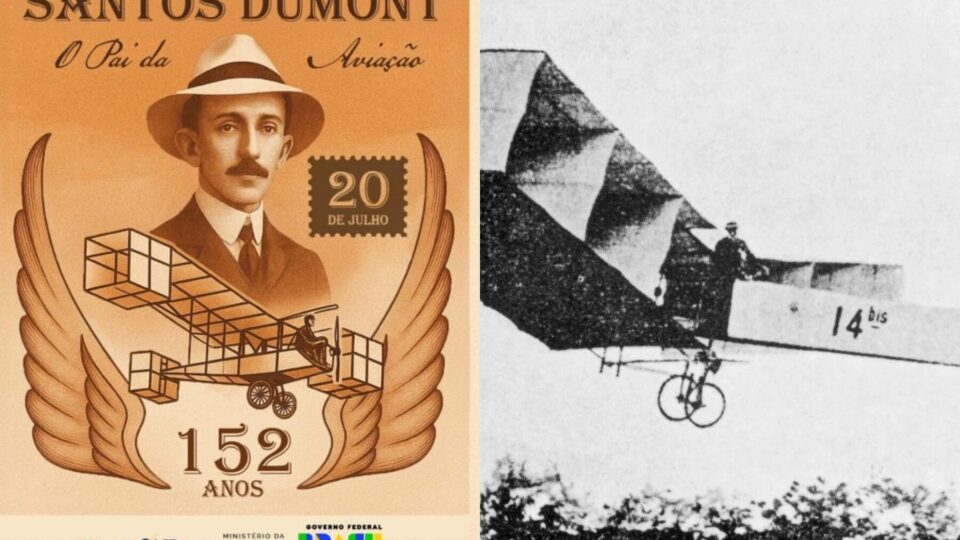 Agência Espacial Brasileira homenageia Santos Dumont com 14 Bis ao contrário