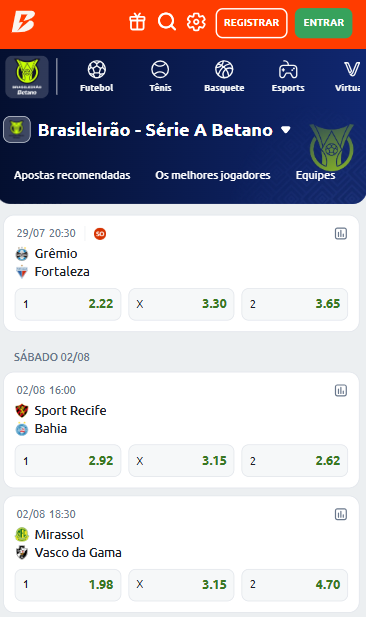 campeonatos brasileiros com odds altas betano