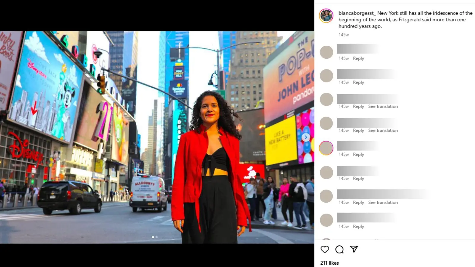 Bianca Borges: fotos na Times Square, em Nova York.