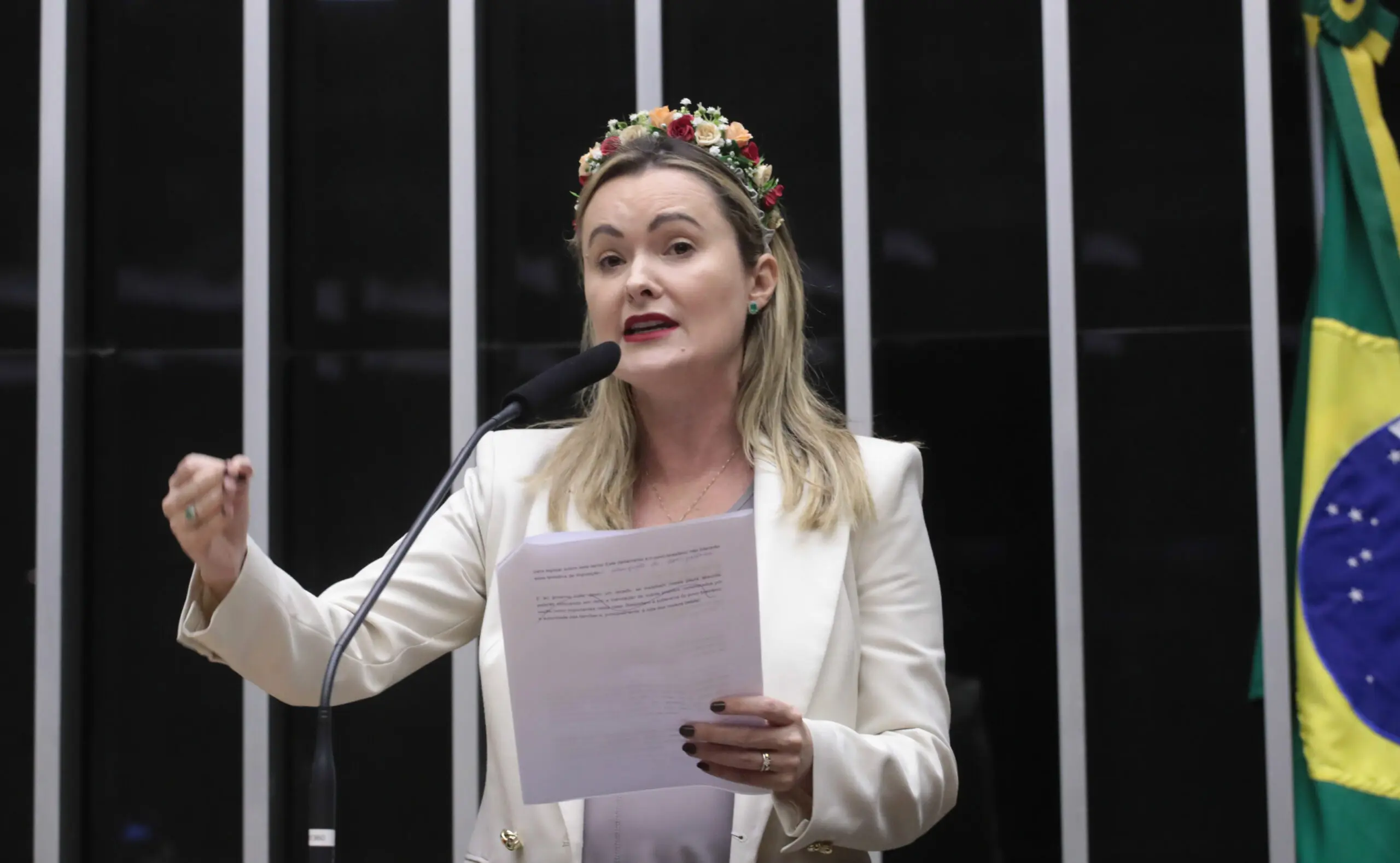 Deputada Júlia Zanatta acusada de levar filha bebê em protesto dos parlamentares.