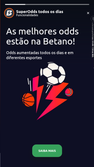 Odds aumentadas na Betano
