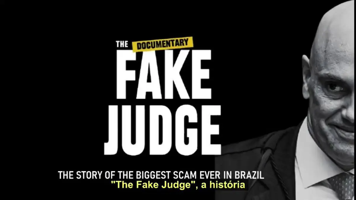 Cartaz do documentário "The Fake Judge", que teve sua primeira exibição em Portugal