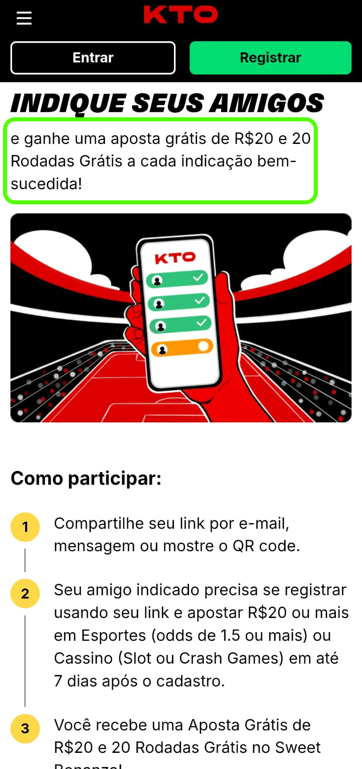 Página da promoção "Indique seus amigos" da KTO