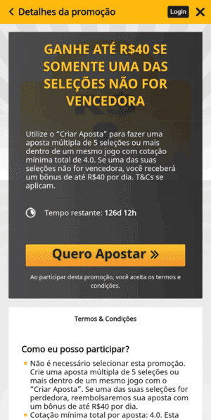 Oferta de múltipla protegida no Brasileirão na Betfair