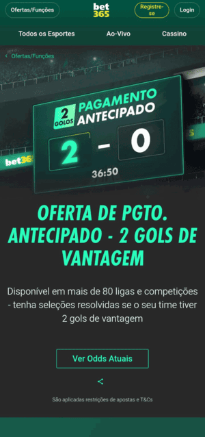 Oferta de Pagamento Antecipado no Brasileirão na bet365
