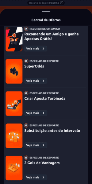 Seção de Promoções com ofertas para o Brasileirão na Betano