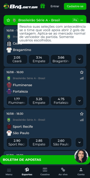 Painel de jogos do Brasileirão com Odds aumentadas na Br4Bet