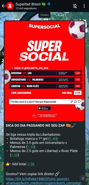 Canal do Whatsapp da Superbet