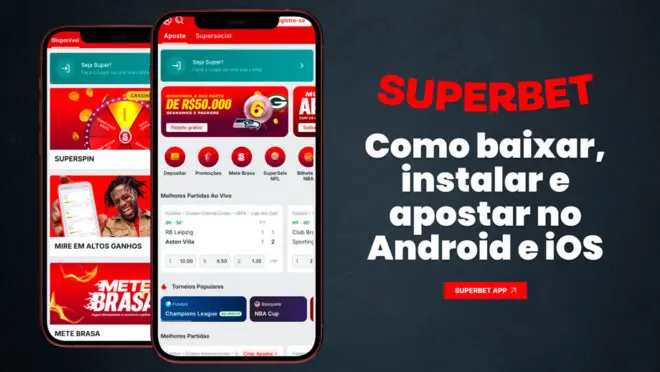 Ekran aplikacji Superbet pokazujący interfejs