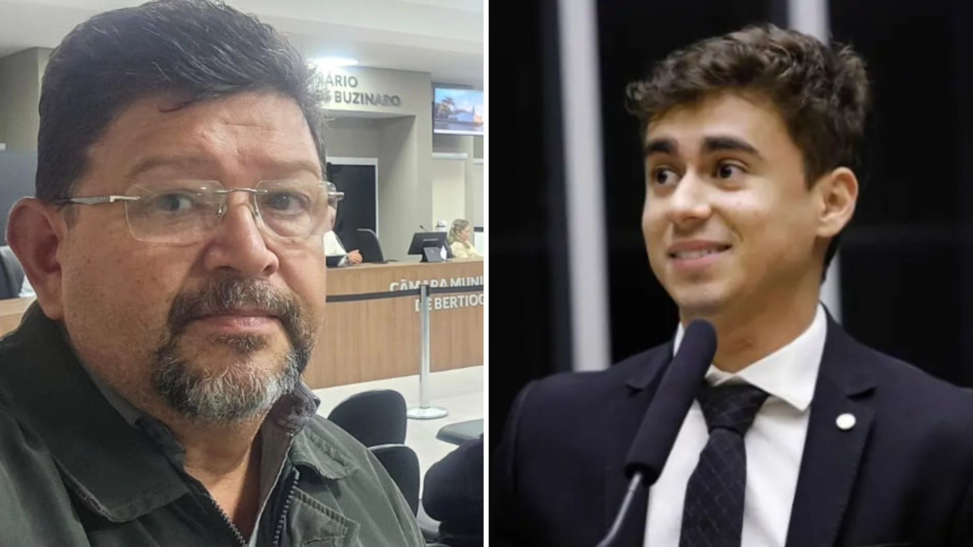 Eduardo Pereira de Abreu, vereador de Bertioga (SP), e deputado federal Nikolas Ferreira (PL-MG)