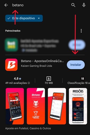 Passo 1 para baixar app Betano no Android
