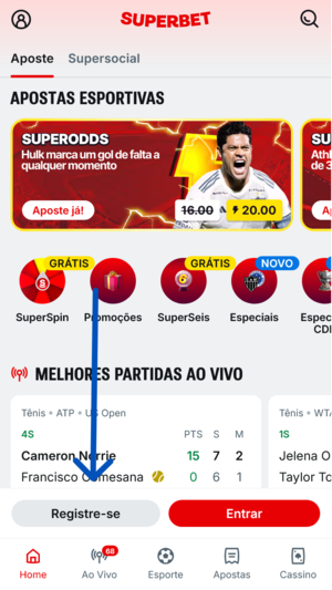 Passo 1 no cadastro da Superbet