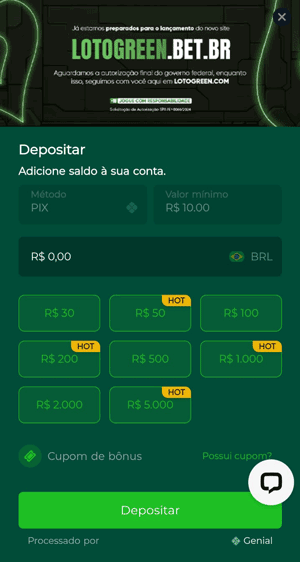 Seção de depósito confiável na Lotogreen