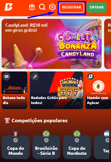 botão de registro betano
