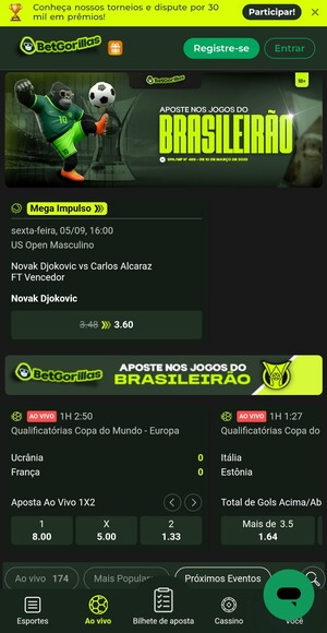 Página inicial da BetGorillas