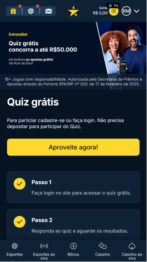 Quiz grátis da EstrelaBet