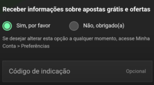 Código de cadastro da bet365