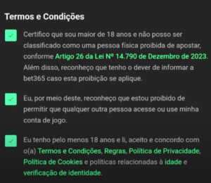 Termos de registro da bet365