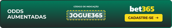 Odds aumentadas - Código JOGUE365 - bet365