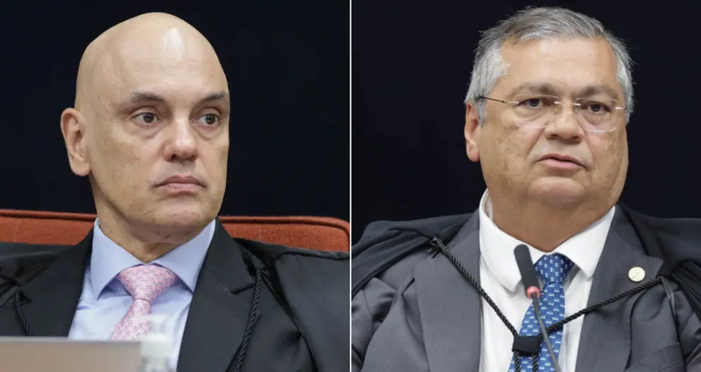 Ministros Alexandre de Moraes e Flávio Dino, do STF, no julgamento de Bolsonaro