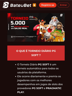 Página da Bateubet de torneio diário de até R$ 5 mil em saldo real