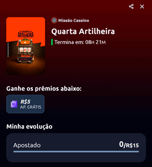 Oferta semanal de missão no cassino na Betano