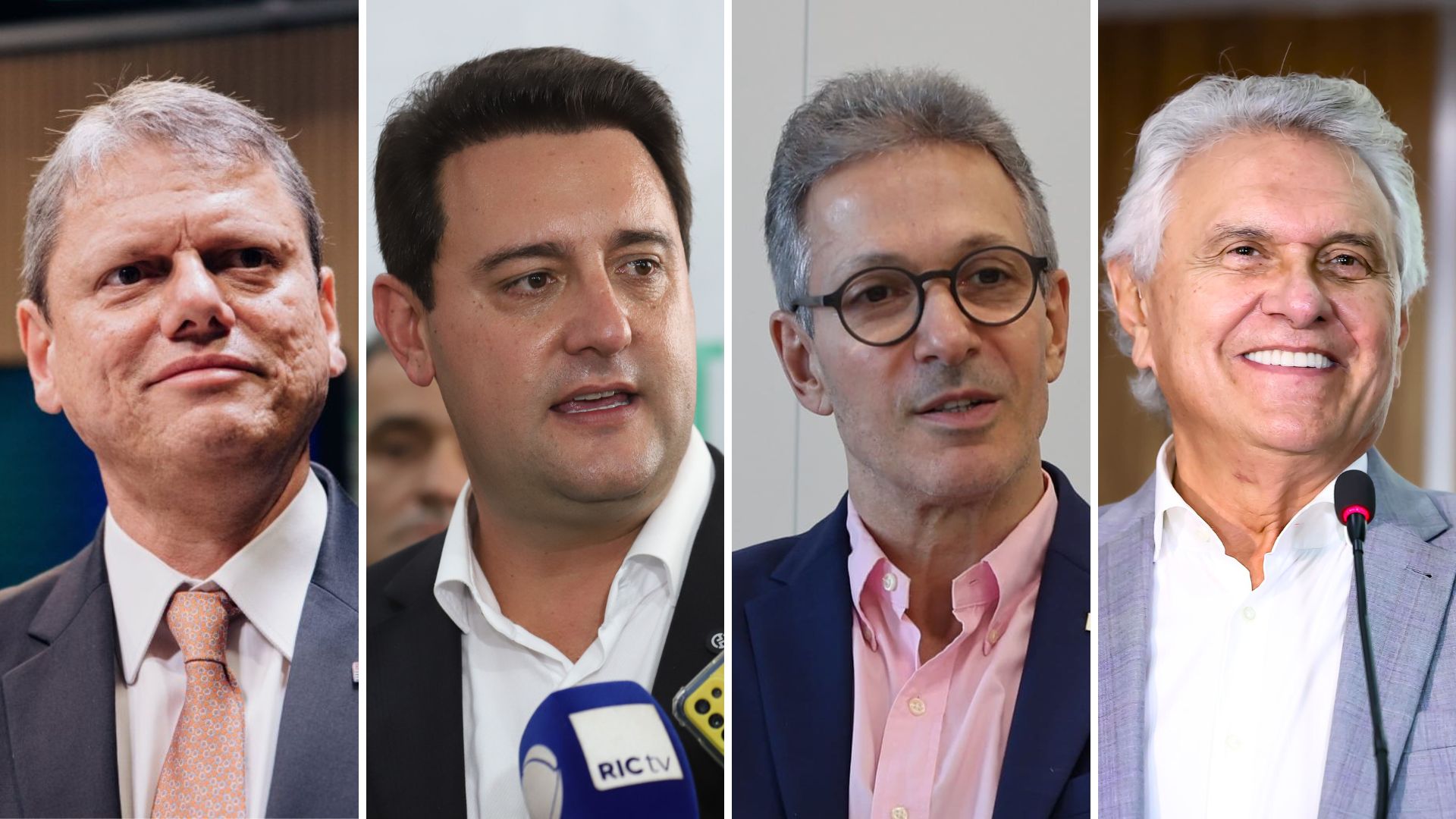 Tarcísio de Freitas (Republicanos-SP), Ratinho Junior (PSD-PR), Romeu Zema (Novo-MG) e Ronaldo Caiado (União-GO) representam o espectro de oposição a Lula entre os governadores.
