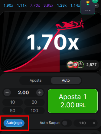 Função autojogo Aviator