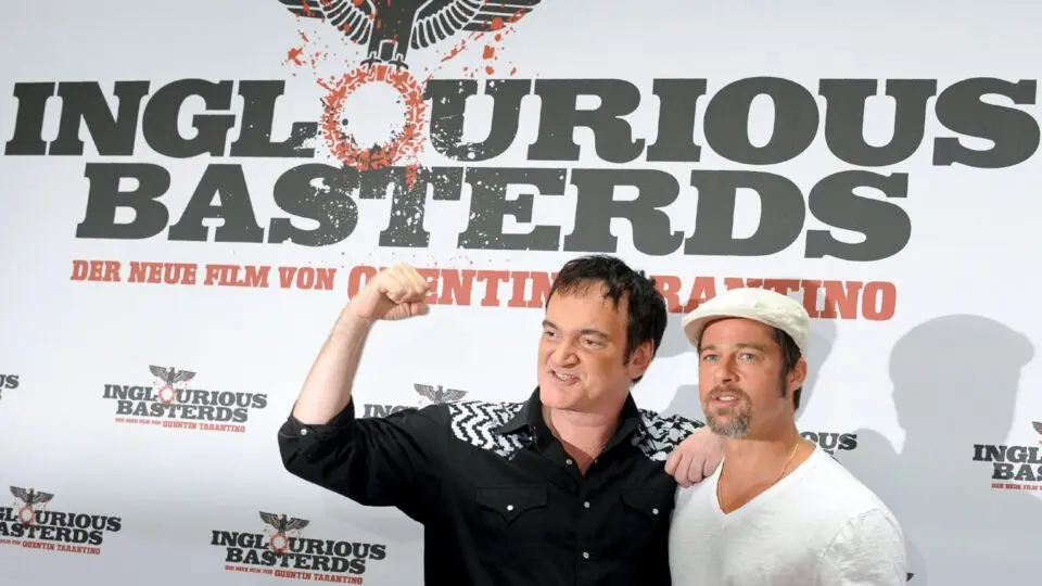 Quentin Tarantino e Brad Pitt na pré-estréia do filme "Bastardos Inglórios" em Berlim, em 2009