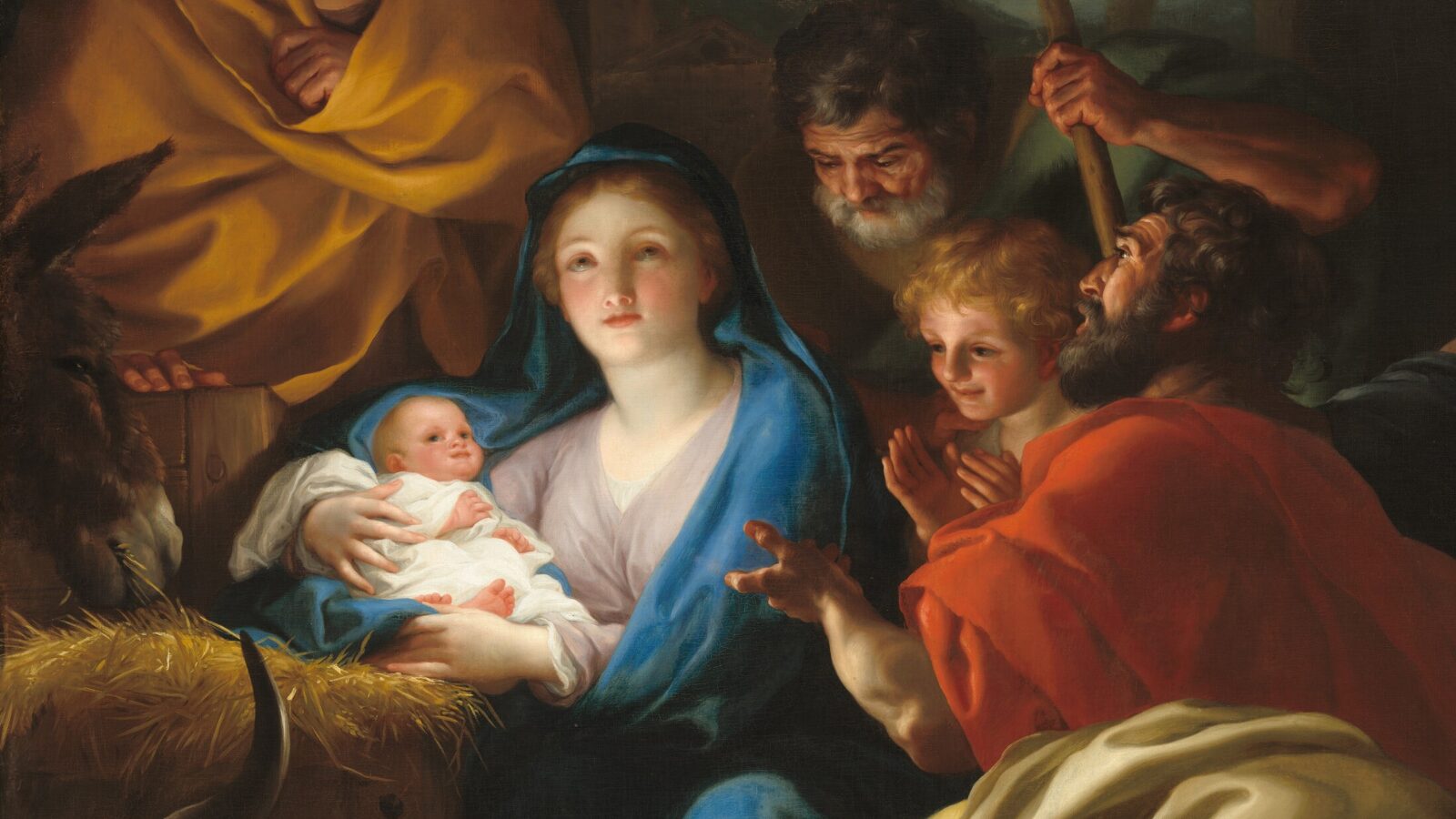 Detalhe de &#8220;Adoração dos Pastores&#8221;, pintura de Anton Raphael Mengs (c. 1764).