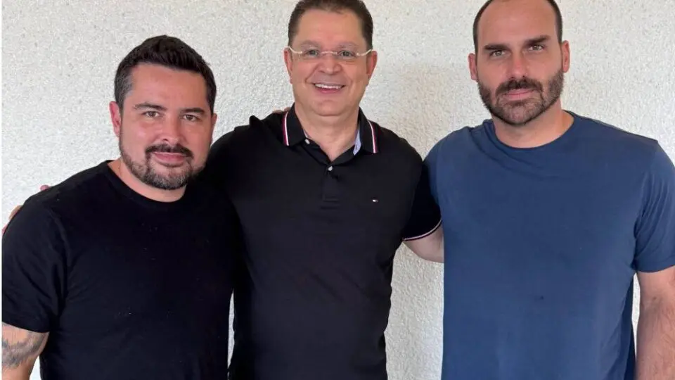 Da esquerda para a direita: Paulo Figueiredo, Sóstenes Cavalcante e Eduardo Bolsonaro
