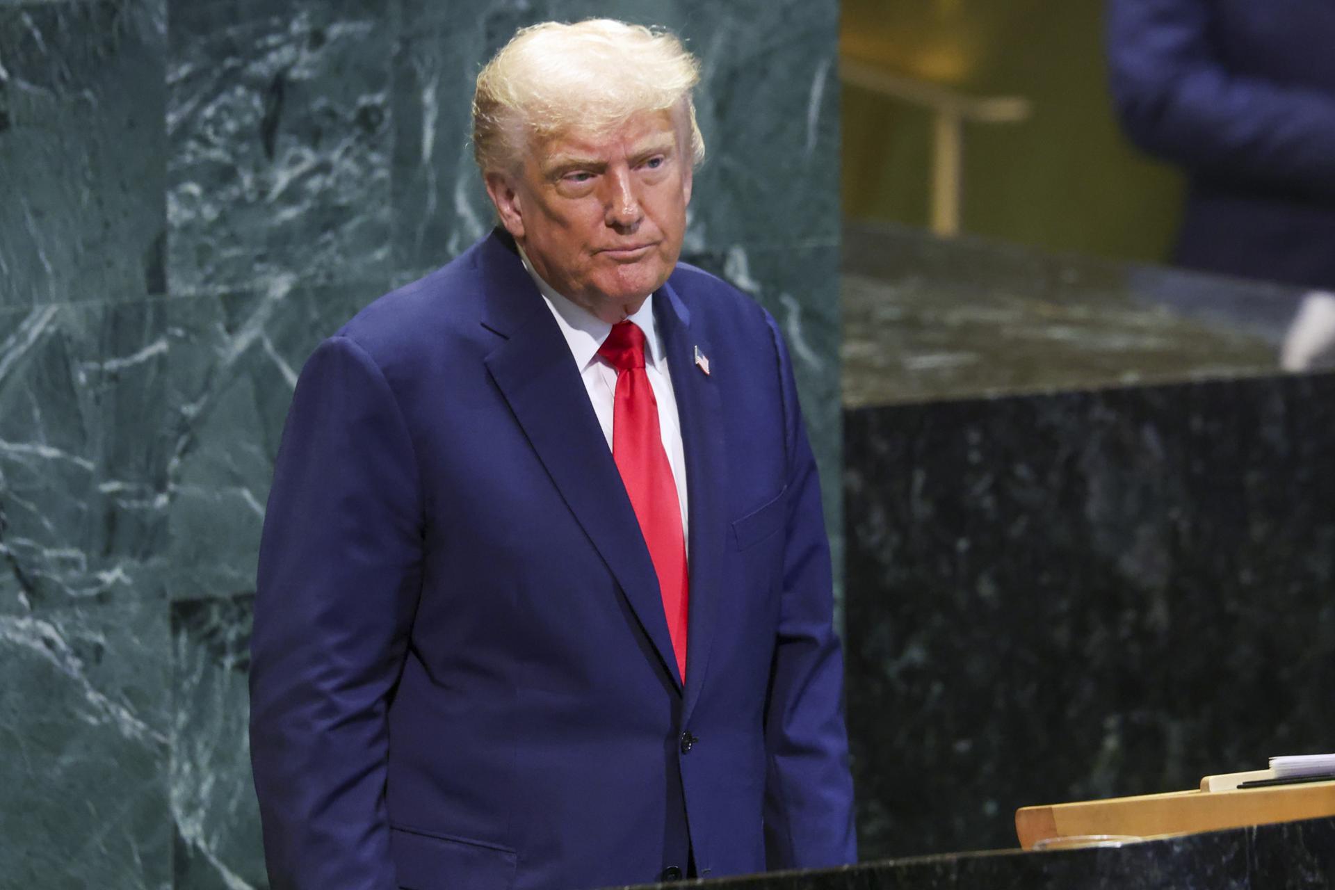 O presidente dos EUA, Donald Trump, em discurso na ONU.