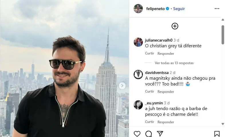 O influenciador Felipe Neto postou diversas fotos de sua viagem aos Estados Unidos e afirmou que pode viajar para onde quiser, pois vive em uma sociedade capitalista.