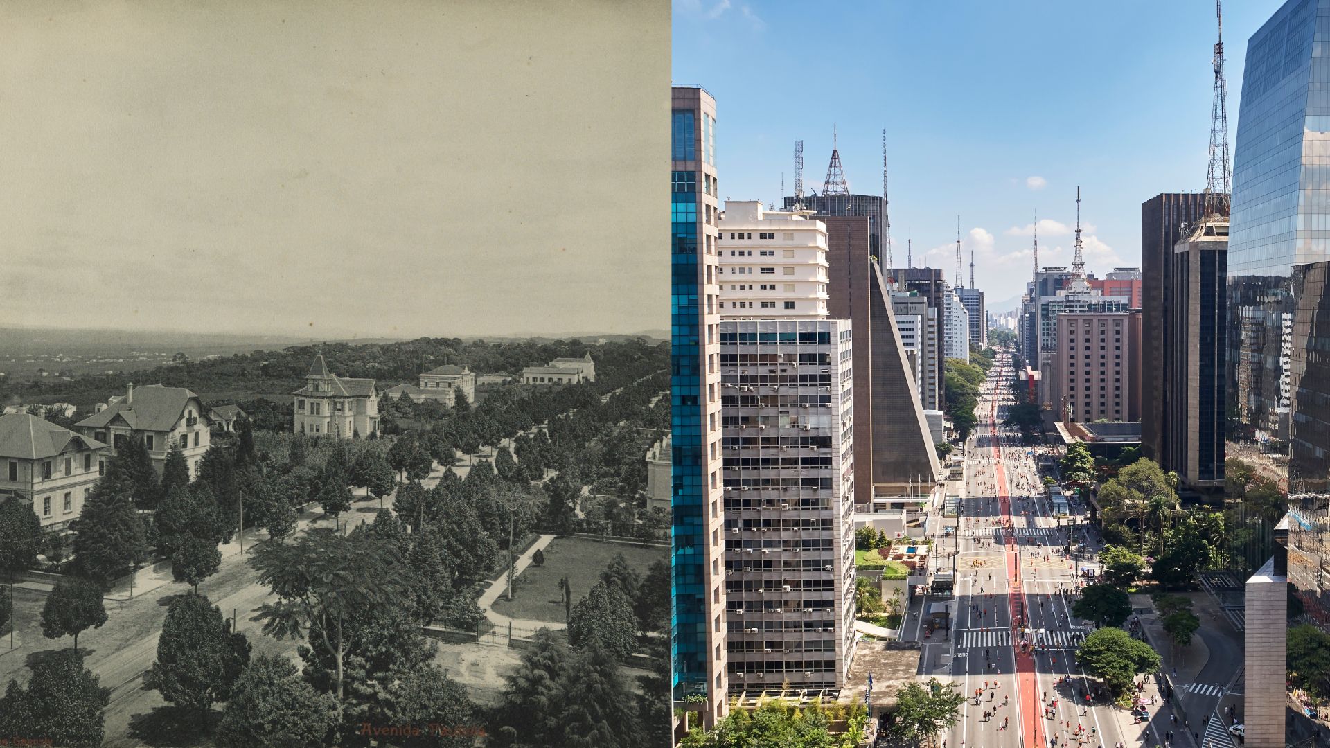 Avenida Paulista em 1902 e no século 21: a evolução urbana amparada pela segurança do Registro de Imóveis.
