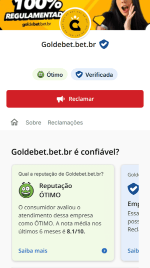Nota e reputação da Goldebet no Reclame Aqui
