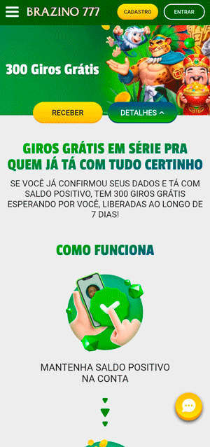 Oferta de cadastro na Brazino777