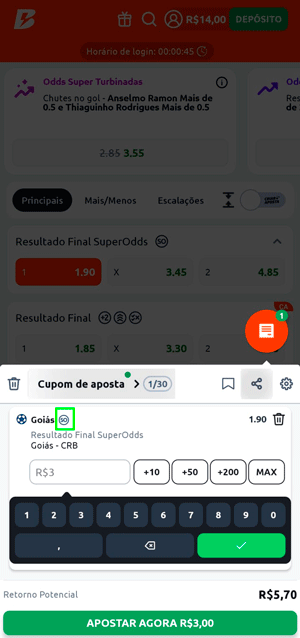 Bilhete de apostas de R$ 3 com Super Odds na Betano