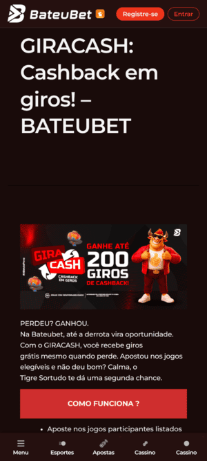 Tela inicial Bateu bet