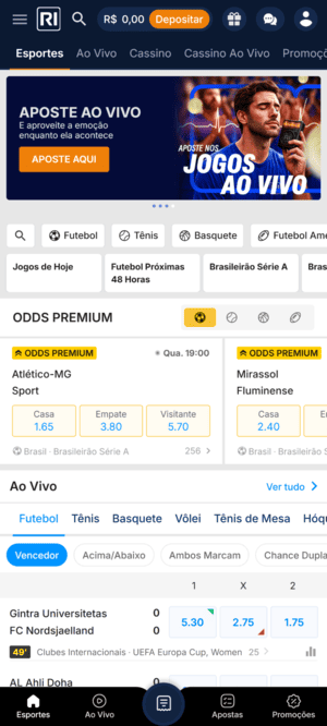 Tela inicial da Rivalo