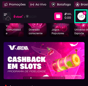 Botão de perfil da VBET