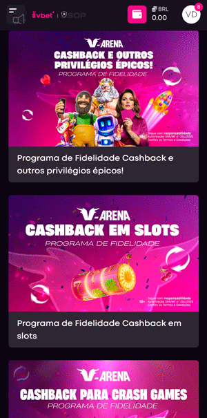 Página de promoções da VBET com ofertas de cashback
