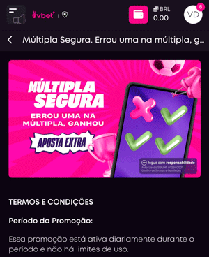 Página da oferta Múltipla Segura na VBET
