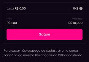 Seção da página de saque na VBET