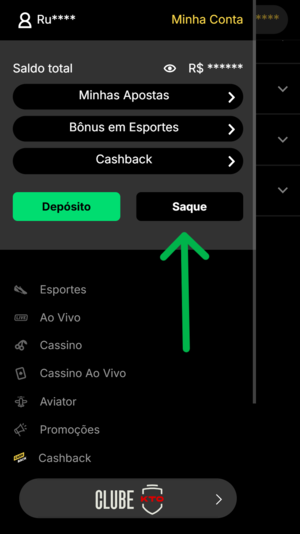 Passo 1 do saque na KTO