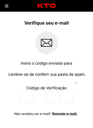 Passo 1 na verificação de conta KTO