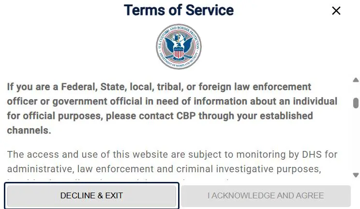 travel history CBP